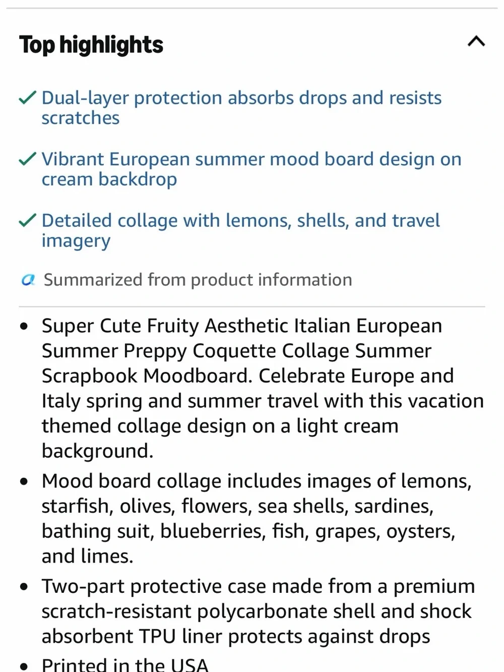 iPhone 16 Pro Phone Case with Italian/European Summer Pattern